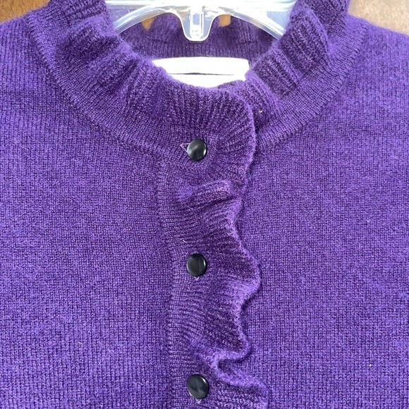 Charter Club PS Purple Ruffle Trim 2-Ply 100% Cashmere Pullover Sweater - Picture 4 of 6